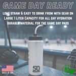 1 Liter Water Bottle with Straw | Hockey Water Bottle with Long Straw | Easy Squeeze Bottles + Built In Finger Grip | BPA-Free Sports Water Bottle for Football, Lacrosse & Boxing | Made in USA - Image 3