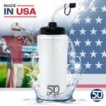 1 Liter Water Bottle with Straw | Hockey Water Bottle with Long Straw | Easy Squeeze Bottles + Built In Finger Grip | BPA-Free Sports Water Bottle for Football, Lacrosse & Boxing | Made in USA - Image 6