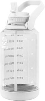 Takeya Tritan 64 oz Motivational Water Bottle with Straw Lid - Durable, BPA-Free - With Time Marker - Leakproof & Non-Slip Bumper - Cloud White - Image 3