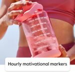 Takeya Tritan 64 oz Motivational Water Bottle with Straw Lid - Durable, BPA-Free - With Time Marker - Leakproof & Non-Slip Bumper - Cloud White - Image 4