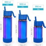 CHILLOUT LIFE 17 oz Kids Insulated Water Bottle with Straw Lid Leakproof and Cute Waterproof Stickers, Personalized Stainless Steel Thermos Flask Metal Water Bottle, Purple Sparkle - Image 7