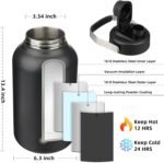 BJPKPK 1 Gallon Water Bottle Insulated, Dishwasher Safe 128oz Large Water Jug with Metal Handle & BPA Free Spout Lid, Stainless Steel Metal Jug for Gym, Sports & Hiking, Black - Image 4