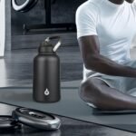 BJPKPK 1 Gallon Water Bottle Insulated, Dishwasher Safe 128oz Large Water Jug with Metal Handle & BPA Free Spout Lid, Stainless Steel Metal Jug for Gym, Sports & Hiking, Black - Image 5