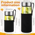 Vesici 6 Pack Wide Mouth Glass Juice Bottles Glass Water Bottles with Lids and Sleeve for Juicing Smoothies Milk Protein Infused Water Reusable Leakproof Borosilicate Bottle(12 oz) - Image 3