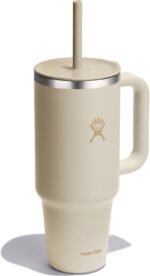 Hydro Flask Travel Tumbler with Handle, Lid and Straw - Insulated Stainless Steel in 40 Oz Coconut Cream - Image 3