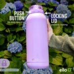Ello Cooper 32oz Stainless Steel Water Bottle with Straw and Carry Handle, Double Walled and Vacuum Insulated Metal, Leak Proof Locking Lid with Soft Silicone Spout, Reusable, BPA Free, Black - Image 8