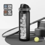 POWCAN 32 oz Stainless Steel Water Bottle for Sports: One-hand Push Button Lid, Leakproof, Keep Cold 24Hrs, Stainless Steel Cup with Straw for Camping, Outdoors, Workout, Travel (Midnight Black) - Image 4