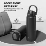 POWCAN 32 oz Stainless Steel Water Bottle for Sports: One-hand Push Button Lid, Leakproof, Keep Cold 24Hrs, Stainless Steel Cup with Straw for Camping, Outdoors, Workout, Travel (Midnight Black) - Image 5