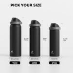 POWCAN 32 oz Stainless Steel Water Bottle for Sports: One-hand Push Button Lid, Leakproof, Keep Cold 24Hrs, Stainless Steel Cup with Straw for Camping, Outdoors, Workout, Travel (Midnight Black) - Image 8