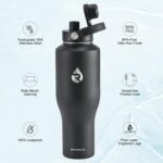 40 oz Insulated Water Bottle with Straw fit in Car Cup Holder, Triple Wall Vacuum Stainless Steel(Cold 48 hrs, Hot 24 hrs), Leakproof & Non-BPA, Hydro Travel Flask with Straw and Spout Lid - Image 6