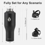 40 oz Insulated Water Bottle with Straw fit in Car Cup Holder, Triple Wall Vacuum Stainless Steel(Cold 48 hrs, Hot 24 hrs), Leakproof & Non-BPA, Hydro Travel Flask with Straw and Spout Lid - Image 7