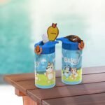 Zak Designs Bluey Kids Water Bottle Durable Plastic Spout Cover and Built-in Carrying Loop, Leak-Proof Water Design for Travel, (16oz, 2pc Set), 2pk - Image 3