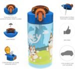 Zak Designs Bluey Kids Water Bottle Durable Plastic Spout Cover and Built-in Carrying Loop, Leak-Proof Water Design for Travel, (16oz, 2pc Set), 2pk - Image 4