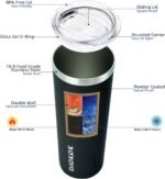 BJPKPK Black Skinny Stainless Steel Tumblers 20 oz Slim Insulated Reusable Coffee Travel Water Tumbler Cup With Lid - Image 3