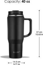 40 oz Insulated Water Bottle Jug with Straw and Handle, Large Metal Sport Water Flask, Stainless Steel Travel Coffee Mug Cup, Thermal Coffee Tumblers with Lid, Indigo Black - Image 5