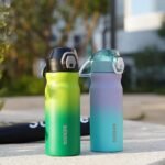 BJPKPK Water Bottle with Straw 18oz Insulated Water Bottles Reusable Stainless Steel Metal Thermal Flask with Leak Proof Lockable Lid and Carry Handle,Lavender Green - Image 4