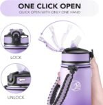 GOSWAG Insulated Sports Water Bottle, 24oz 2 Lids(with Straw/No Straw), Stainless Steel Water Bottles with Paracord Handle, Insulated Bottle with Double-Wall Vacuum Insulation - Image 6