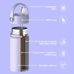 OISIZ Kids Water Bottle with Straw Lid 14oz, Vacuum Insulated 316 Stainless Steel Water Bottles for Kids for School, Leakproof Water Bottle, BPA Free and Keep Cold for 24 Hours - Image 3