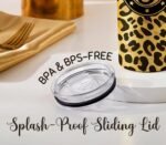 Onebttl Personalized Leopard Cup with Initial - Unique Gifts for Women Who Have Everything on Birthday, Christmas - 20 oz Double-Wall Vacuum Tumbler with Lid and Straw - Golden Glitter - Letter E - Image 4