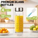 16oz Glass Juice Bottles - 4 Pack Wide Mouth Glass Bottles with Lids- BPA Free, Borosilicate Stainless Steel Lids for Juicing, Smoothies, Infused Water, Beverage Storage - Image 3
