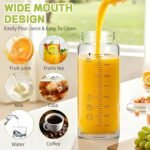 16oz Glass Juice Bottles - 4 Pack Wide Mouth Glass Bottles with Lids- BPA Free, Borosilicate Stainless Steel Lids for Juicing, Smoothies, Infused Water, Beverage Storage - Image 4