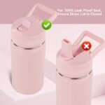 12 oz Kids Water Bottle, Toddler Water Bottle with Straw, Boys&Girls Bottle for School, 304 Stainless Steel Vacuum Insulated Bottle for Kids, BPA-Free, Leak-Proof, Pink - Image 6