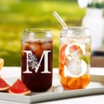 Monogrammed Gifts for Women – 16oz Custom Initial Glass Cup with Lid & Straw – personalized bridesmaid gifts,Iced Coffee Smoothie Tumbler,Appreciation Present for Fall, Nurse, or Coworker-C - Image 5