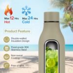 Insulated Metal Water Bottle, 18 oz Stainless Steel Leak-Proof Gym Water Bottle with Lid for Men Women (Khaki) - Image 3