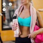 MUKOKO 32oz Glass Water Bottles with 2 Lids-Handle Spout Lid&Bamboo Straw Lid, Motivational Water Tumbler with Time Marker Reminder and Silicone Sleeve, Leakproof-White-1 Pack - Image 8