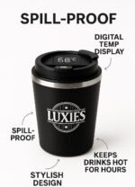 Luxies Smart Lid Coffee Bottle Mugs Flask 380ml (12.8 oz) Digital Temp Display Stainless Steel Spill Proof Lid for Hot & Cold Drinks - Image 3