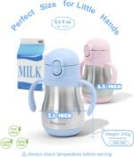 Stainless Steel Straw Sippy Cup for Toddlers 1-3 Years Old, Insulated Toddler Water Bottle Baby Training Tumbler with Handles, 8oz Kids Straw Cups for Travel, Daycare & At Home, Blue - Image 3