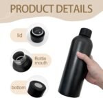 16 Pack Stainless Steel Insulated Water Bottle 17oz Blank Double Wall Vacuum Thermal Sports Bottle Personalized Powder Coated Bulk for Laser Engrave, Black - Image 4