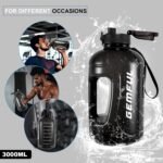 GEMFUL 3L Water Bottle with Straw & Time Marker Motivational Large Water Jug BPA-Free Leakproof Bottle 101oz for Gym Sports Fitness Hiking (Black with Removable Straw) - Image 5
