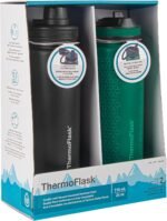 Thermoflask 24 oz Double Wall Vacuum Insulated Stainless Steel 2-Pack of Water Bottles, Black/Malachite - Image 3