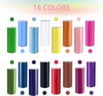 YOUKE OLA 16 Pack Skinny Tumblers 20oz Bulk Straight Stainless Steel Double Wall Vacuum Insulated Tumbler with Lid and Straw & Silicone Base for Travel, DIY, 16 Colors - Image 5