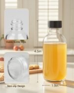 4OZ Small Glass Bottles with Lids and Funnels, 120ml Boston Round Glass Bottles, Leak Proof Mini Travel Bottle, Perfect for Diy Essential Oils, Hot Sauce and Juices, 6 Pack Clear - Image 3