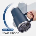 30 oz Tumbler with Handle and Lid, Stainless Steel Tumblers Double Wall Vacuum Insulated Travel Mug Leak Proof Cup Keep Drinks Cold and Hot Navy, 1 Pack - Image 3