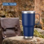 30 oz Tumbler with Handle and Lid, Stainless Steel Tumblers Double Wall Vacuum Insulated Travel Mug Leak Proof Cup Keep Drinks Cold and Hot Navy, 1 Pack - Image 5