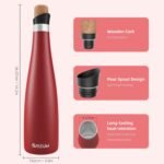 SASEUM Wine Bottle, 32 oz Insulated Stainless Steel Water Bottle and Wine Decanter with Vacuum Sealed Lid - Red 32 oz (1000ml) - Image 3