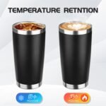 StarSpeed 20oz Tumbler Bulk with Lid, Stainless Steel Insulated Tumblers Double Wall Vacuum Insulated Travel Mug, Powder Coated Coffee Cups for Hot and Cold Drinks(Black,1) - Image 4