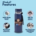 SipSavor, Stainless Steel Water Bottle, Double Walled & Vacuum Insulated,1000ml with temp display, keep drinks Cold/Hot for18 hrs Leakproof & Rust proof, Reusable ideal for Gym Office & School (White) - Image 4