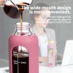 18 OZ Glass Water Bottles, Water Bottle with Time Marker, Leakproof Glass Water Bottles with Silicone Sleeves, Suitable for Offices and Gyms. (pink) - Image 4