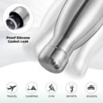 Volhoply 17oz Insulated Stainless Steel Water Bottle, Double Wall Vacuum Flask, Keeps Cold 24h & Hot 12h, Available in Packs of 1, 4, or 8（Silver,1 Pack) - Image 5