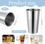 8 Pack 20oz 600ml Stainless Steel Pint Cups Stainless Steel Cup Metal Cups,Water Tumbler for Outdoor Party Camping Reusable,Unbreakable and Stackable - Image 3