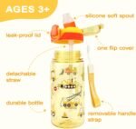 Kids Water Bottle for School or Travel, 20 Oz Durable Plastic Water Bottle with Silicone Straw and Pop-Up Spout Cover, BPA Free & Dishwasher Safe(Excavator) - Image 3