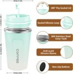 CS COSDDI 12 oz Stainless Steel Vacuum Insulated Tumbler - Coffee Travel Mug Spill Proof with Lid - Coffee Cups for Keep Hot/Ice Coffee,Tea and Beer (blue-white380ML) - Image 3