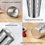 Mimorou 8 Pack 16oz Stainless Steel Cups Pint Cup Metal Double Layer Insulated Drinking Beer Water Tumbler Camping Reusable Stackable for Office Party Hot Cold Drink(Wave Pattern) - Image 4