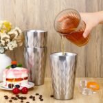 Mimorou 8 Pack 16oz Stainless Steel Cups Pint Cup Metal Double Layer Insulated Drinking Beer Water Tumbler Camping Reusable Stackable for Office Party Hot Cold Drink(Wave Pattern) - Image 5