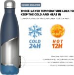 WATERSY Stainless Steel water bottles,17oz/500ml Insulated Water Bottles,Blue Green metal water bottle Keeps Drink Cold and Hot,BPA Free kids water bottles for School,Gym,Travel,Sports - Image 3