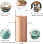 21oz Borosilicate Glass Water Bottles with Silicone Non-Slip Sleeve & Leak-Proof Lid-Reusable Drink Bottle for Office,Travel,Gym,Hiking-BPA Free,Ideal Gift for Home,Car &Fitness (Pink) - Image 3